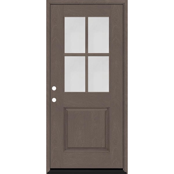 Regency 36 in. x 80 in. 1/2-4 Lite Clear Glass RHIS Ashwood Stain Mahogany Fiberglass Prehung Front Door