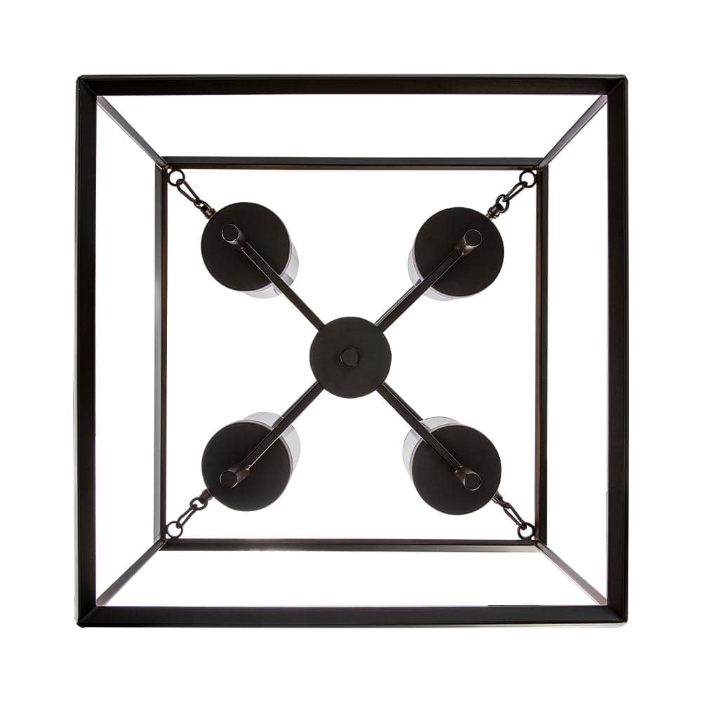 Bronze Rectangular Metal Chandelier with Clear Glass Shades