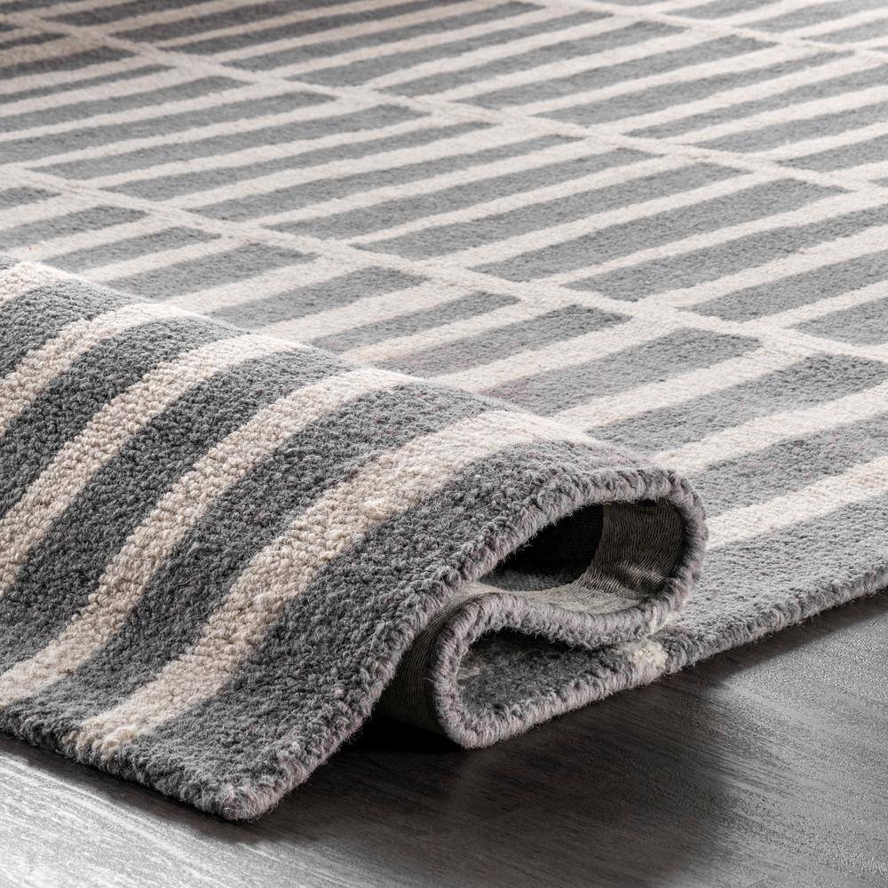 Gray Geometric Hand-Tufted Wool Rectangular Area Rug