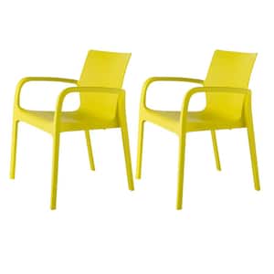 Alissa Yellow Stackable Resin Outdoor Dining Armchair (2-Pack)