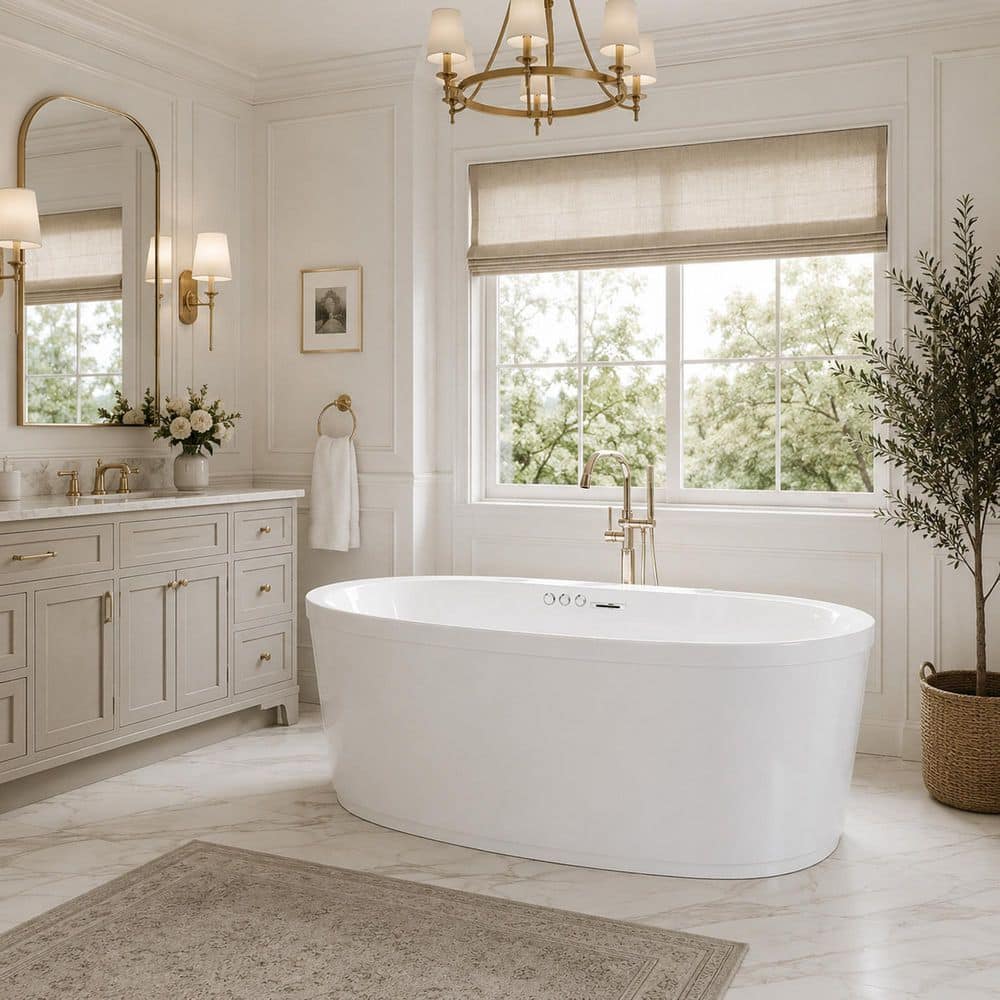 ANZZI 67 in. x 34 in. Combination Bathtub with Center Drain in