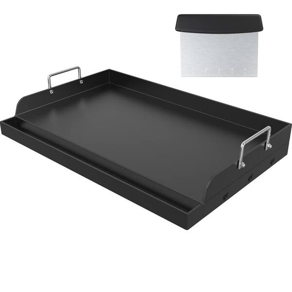 Universal Series 25 in. x 16 in. Black Nonstick Iron Griddle Raised Sides Grease Groove Gas Grill Compatible