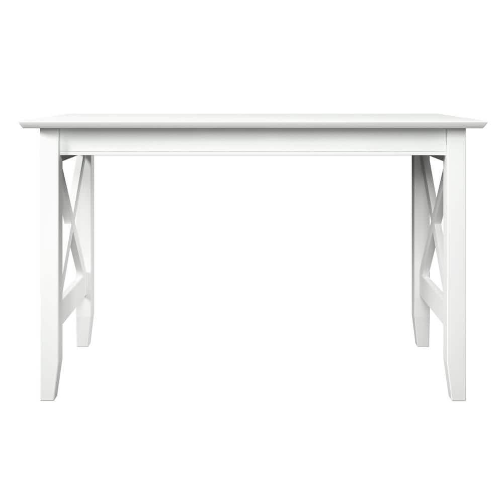 Crossed Design Solid Hardwood White Writing Desk with Drawer