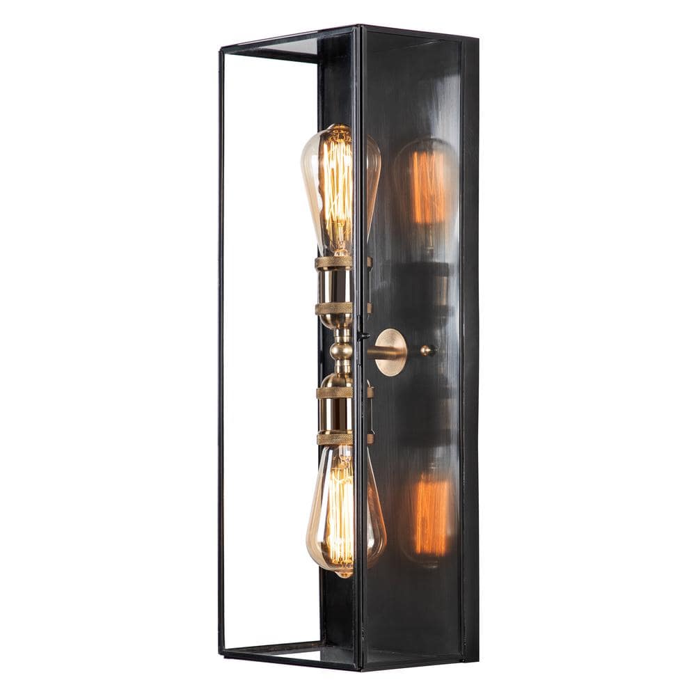 C Cattleya 2-Light Dark Bronze Finish Brass Outdoor Wall Lantern