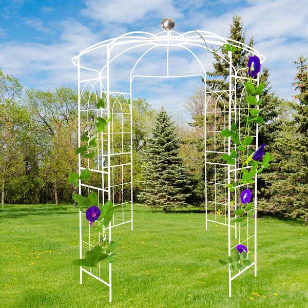 ITOPFOX White 114.20 in. x 81.30 in. Metal Garden Arch Iron
