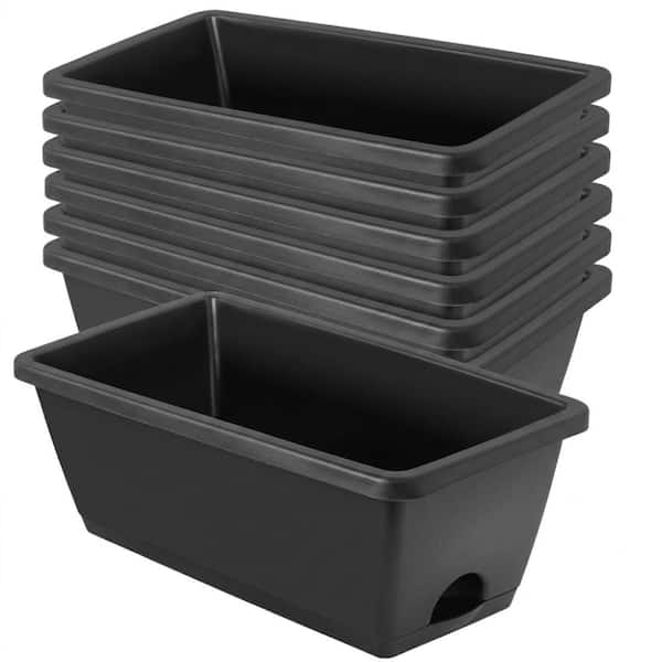 Rectangular Window Box Planter Plastic with Drainage Holes and Saucers Brick Red Finish for Garden Patio 7-Pack