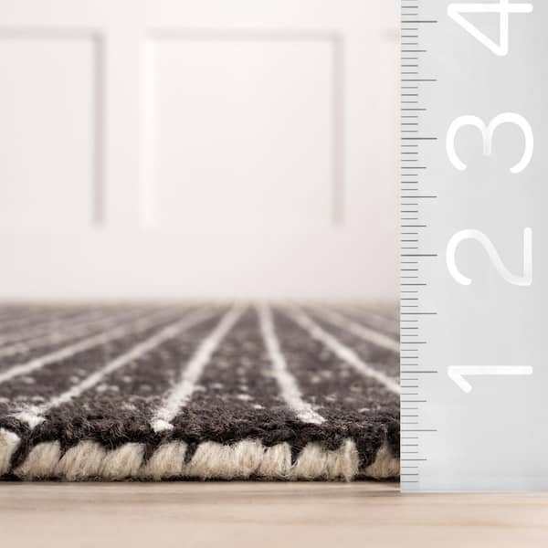 Melrose Checked Wool Charcoal 3 ft. x 5 ft. Indoor/Outdoor Patio Rug