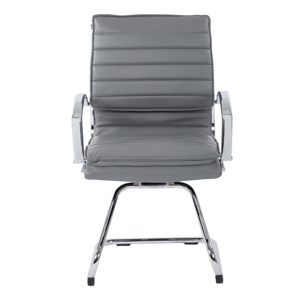 Charcoal Faux Leather Office Chair with Chrome Metal Base