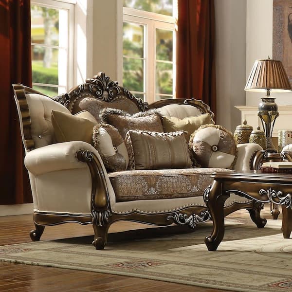 HomeRoots Amelia 40 in. With Rolled Arm Fabric Tight Back Rectangle Sofa in Brown