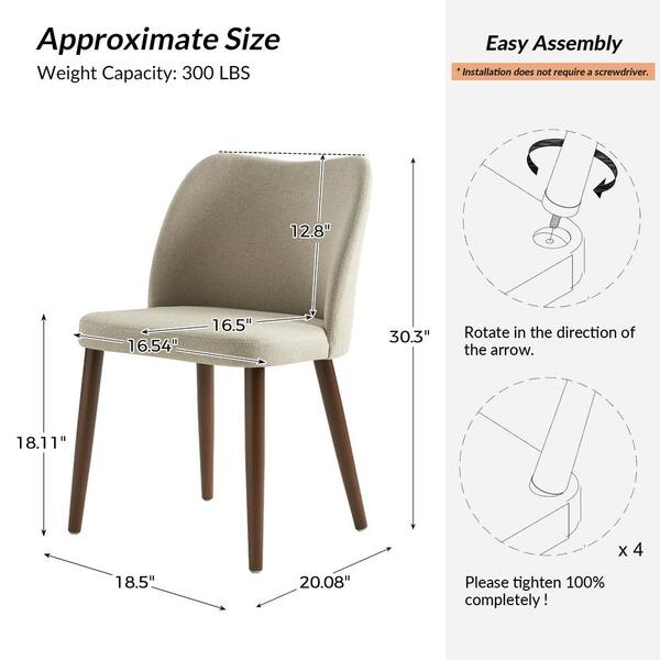 JAYDEN CREATION Eliseo Beige Modern Upholstered Dining Chair