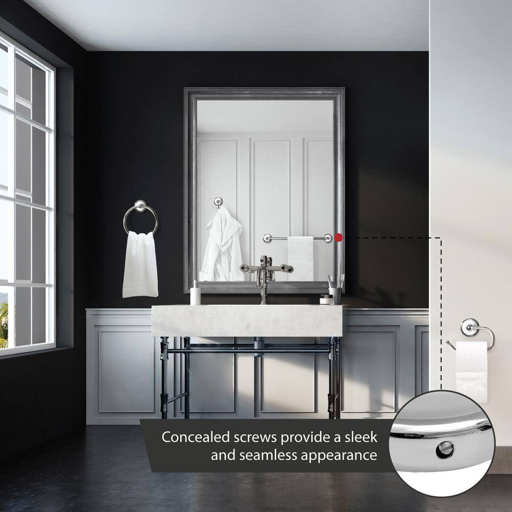 Savannah 24-Inch Polished Chrome and White Wall Mounted Towel Bar