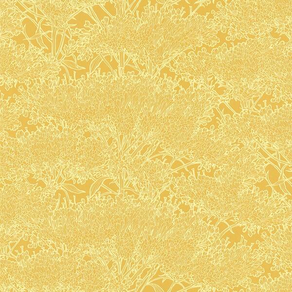 Unbranded Absolutely Chic Yellow Cherry Blossom Motif Vinyl on Non-Woven Non-Pasted Matte Finish Wallpaper (Covers 57.75 sq.ft.)