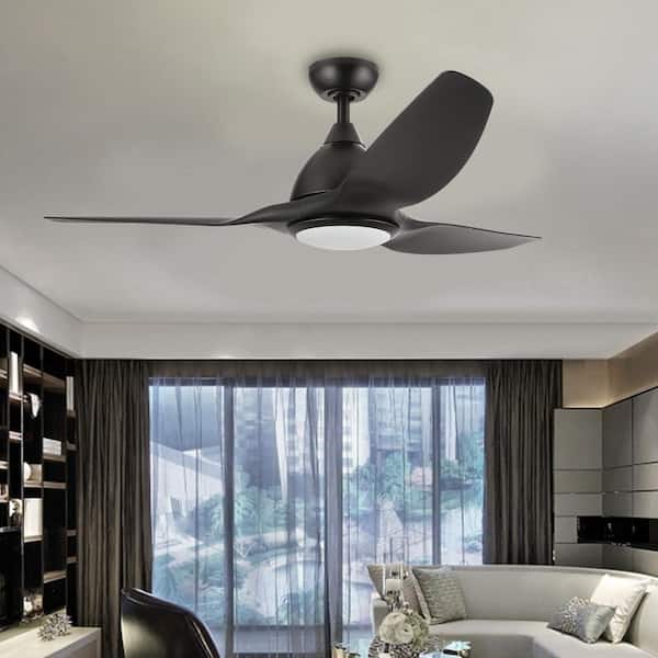 52 in. LED Indoor Black Ceiling Fan with Light Kit and Remote Control
