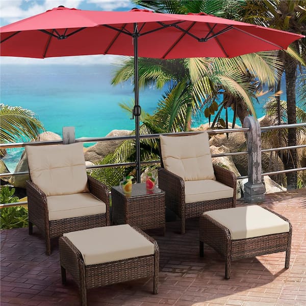 5 foot patio umbrella ribs ABCCANOPY 9FT 3 Tiers Patio Umbrella 8 Ribs OLEFIN 5-Year No Fading Light Blue