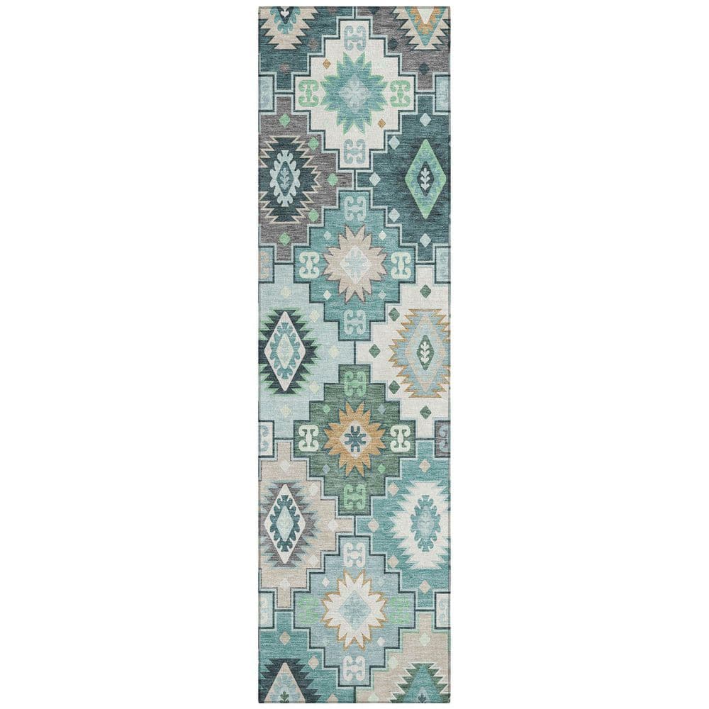 Chantille Machine Washable Indoor/Outdoor Abstract ACN2123 Teal 2 ft. 3 in. x 7 ft. 6 in. Runner Rug price history on PriceWatchPro