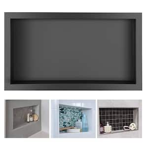 24 in. W x 12 in. H x 3.95 in. D Stainless Steel Single Shelf Shower Niche for Shampoo, Toiletry Storage in Black