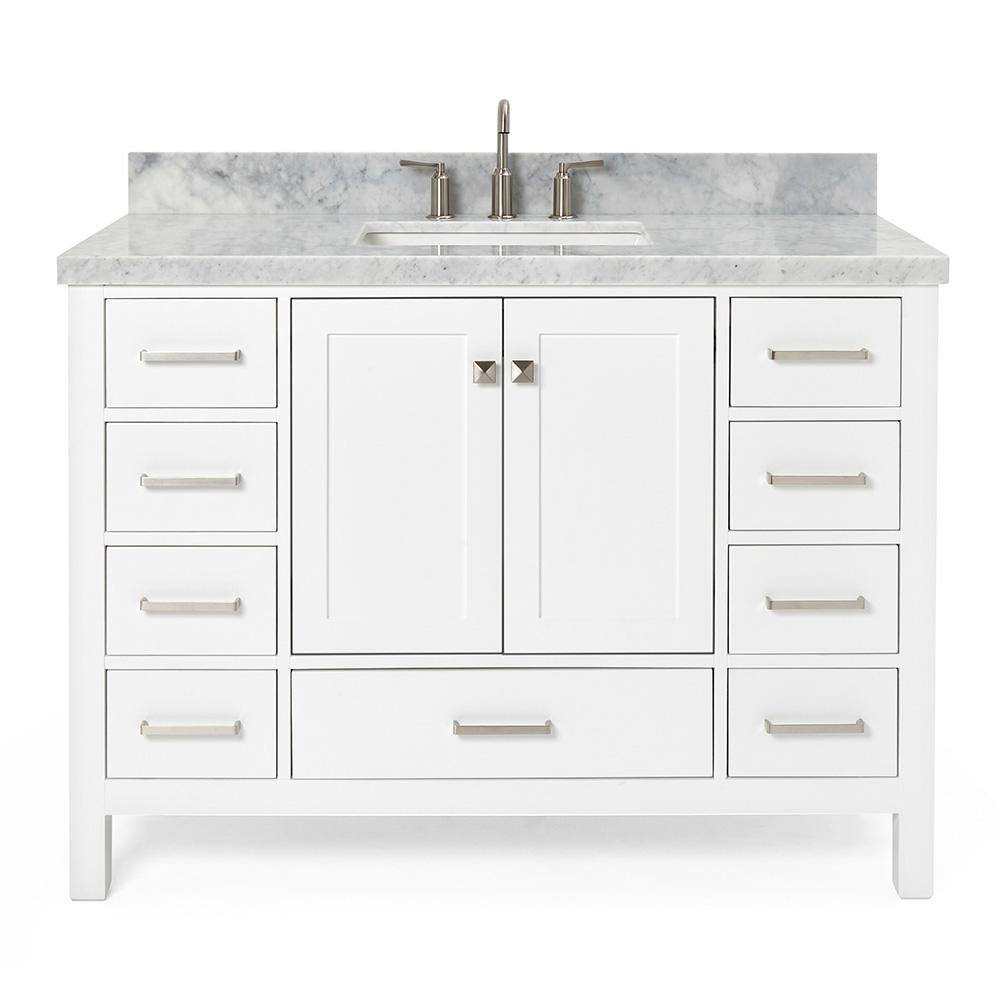 Cambridge 49" White Marble Top Single Sink Vanity