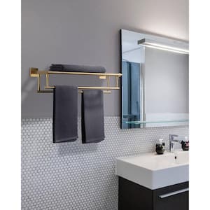 24 in. Wall Mounted Double Towel Bar in Brushed Gold