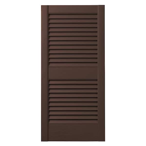 Ply Gem 15 in. x 43 in. Open Louvered Polypropylene Shutters Pair in Terra Brown