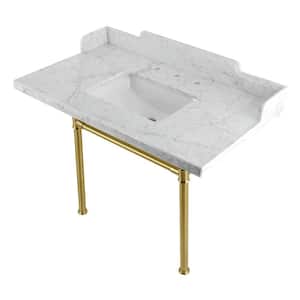Facture Console Sink Set in Marble White Brushed Brass