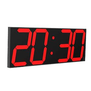 Red Digital LED Wall Clock, with 6 in. Numbers Remote Control Count up/Count Down, Auto Dimmer and Thermometer