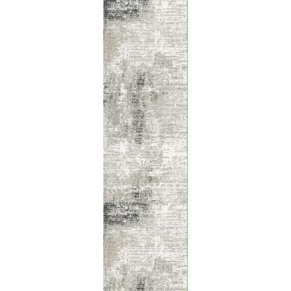 Dekor Grey Charcoal 2 ft. x 8 ft. Abstract Contemporary Runner Area Rug