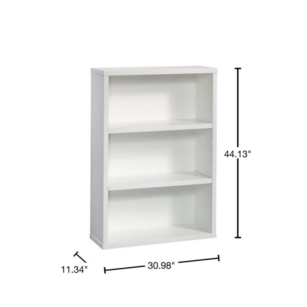 Soft White Adjustable 3-Shelf Display Bookcase with Cubes