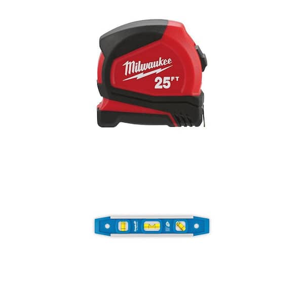 25 ft. SAE Tape Measure with 9 ft. Standout and 9 in. Torpedo Level Combo