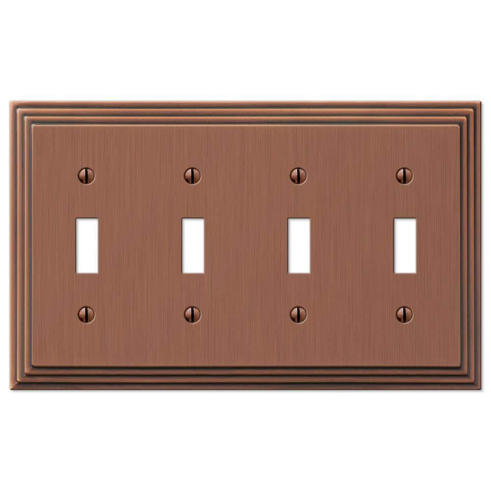Tiered 4 Gang Toggle Metal Wall Plate - Antique Copper price history on PriceWatchPro