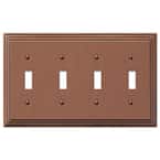 Tiered 4 Gang Toggle Metal Wall Plate - Antique Copper