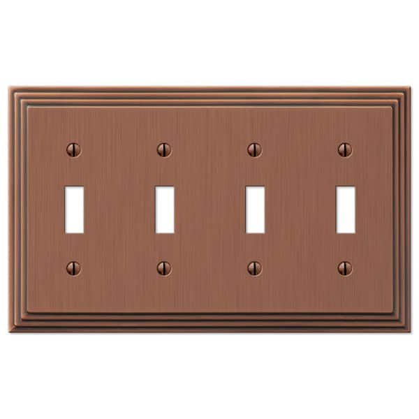 AMERELLE Tiered 4 Gang Toggle Metal Wall Plate - Antique Copper