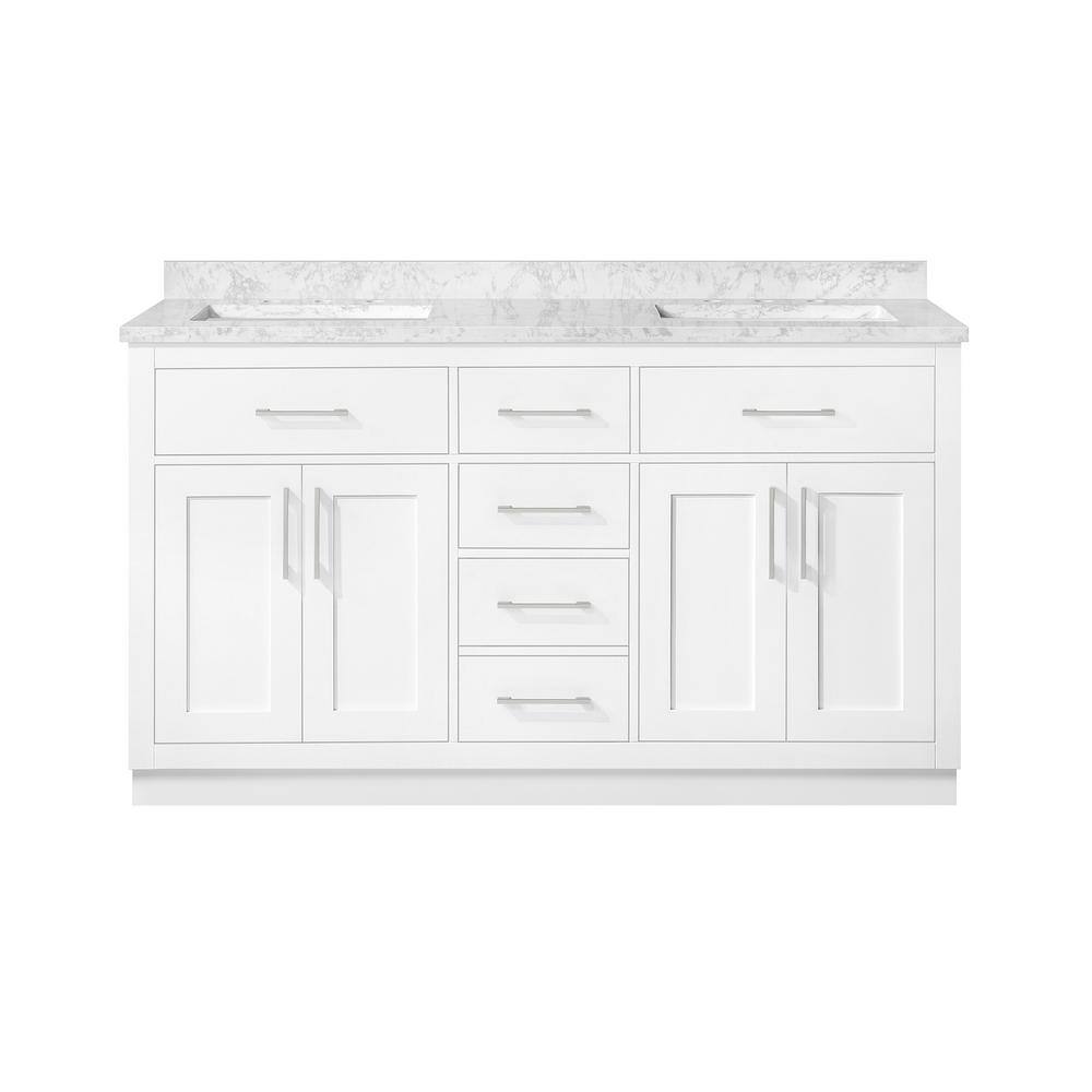 OVE Decors Athea 60 in. W Bath Vanity in White with Engineered Stone