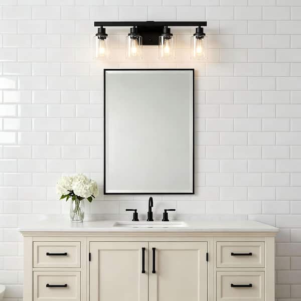 24 in. 4-Light Black Vanity Lights Fixture with no bulbs Included