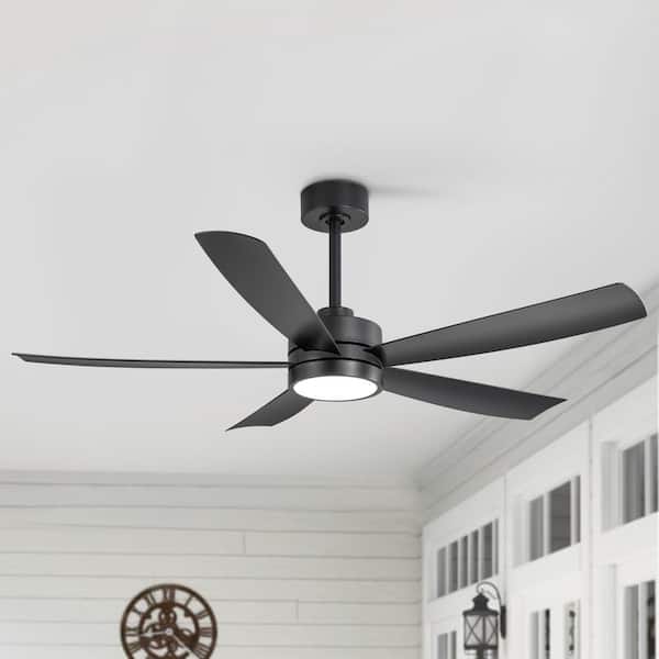 Blaine 52 in. Integrated LED Indoor Black Ceiling Fan with Light and Remote Control Included