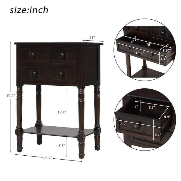 ANBAZAR Espresso Storage Cabinet Console Table with 2-Drawers and 4-Wicker  Baskets for Home Entryway Living Room KZ-031-B - The Home Depot