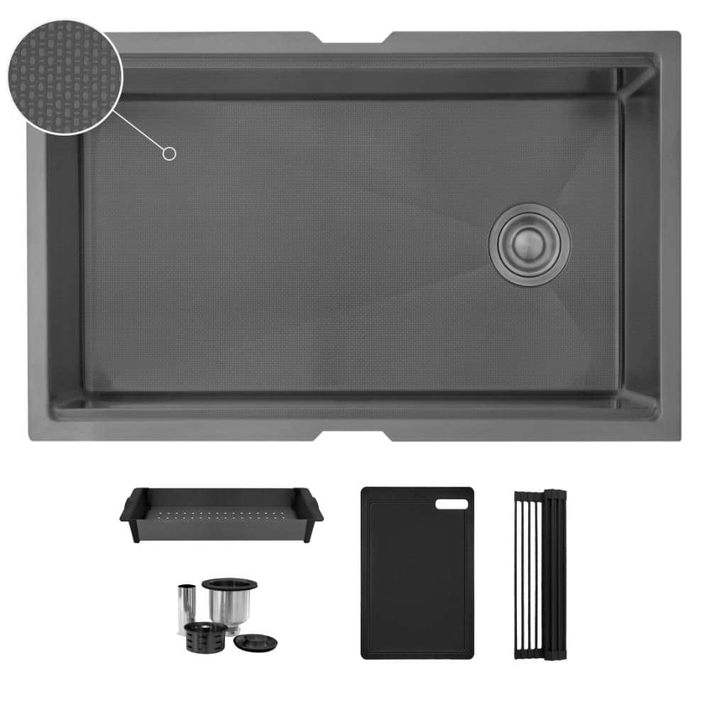 Undermount 33 inch Workstation Single Bowl Kitchen Sink with Dura-Tek finish with Accessories price history on PriceWatchPro