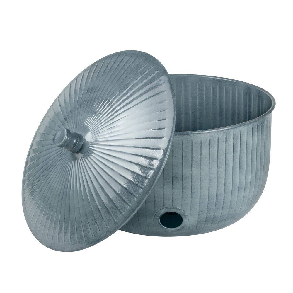 Monarch Abode Ridge Embossed Garden Hose Holder Pot with Lid, Patina ...