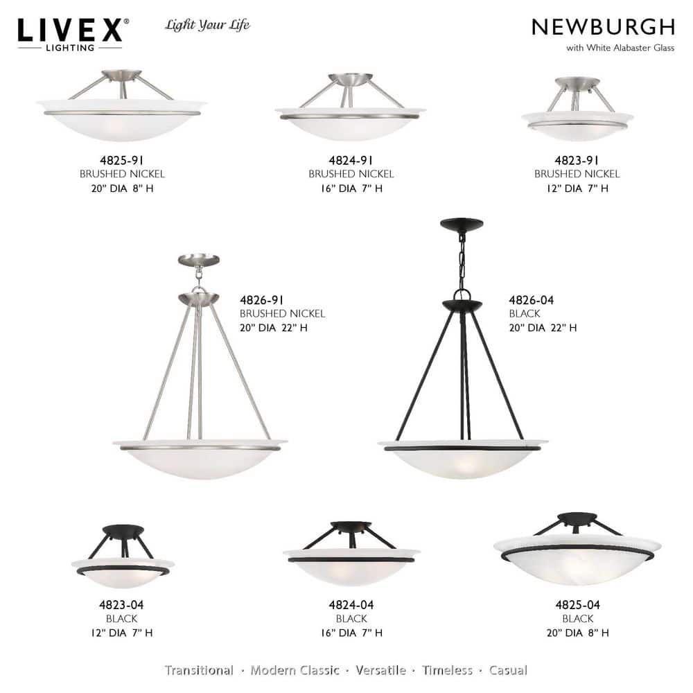 Elegant Alabaster Glass Bowl 2-Light LED Semi Flush Mount in Brushed Nickel