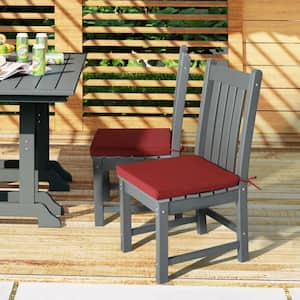 FadingFree (Set of 4) Outdoor Dining Square Patio Chair Seat Cushions with Ties, 16.5 in. x 15.5 in. x 1.5 in., Red
