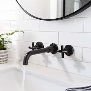 Double Handle Wall Mounted Bathroom Faucet in Oil Rubbed Bronze