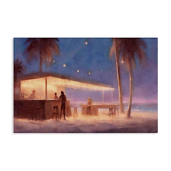 Stupell Industries Evening Beach Bar by Noah Bay Unframed Coastal Graphic Art Print 24 in. x 36 in.