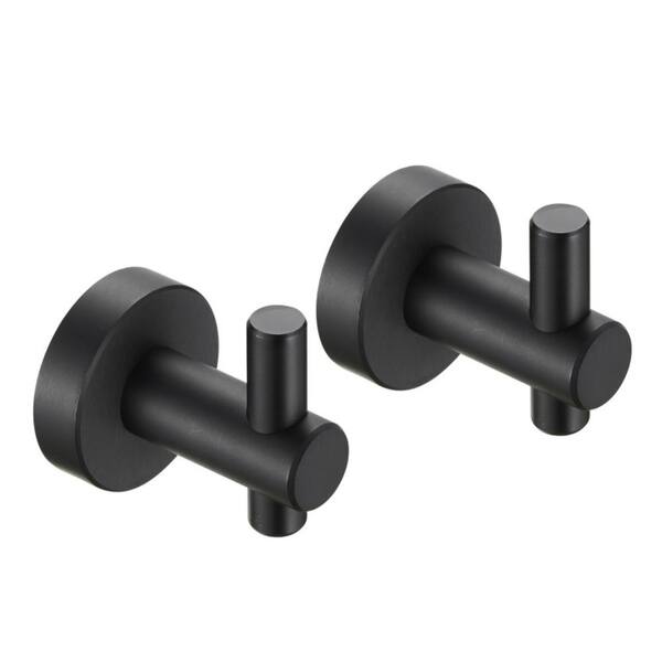 Movisa 2 Pack Round Base Wall Hanging Hook with Screws Black