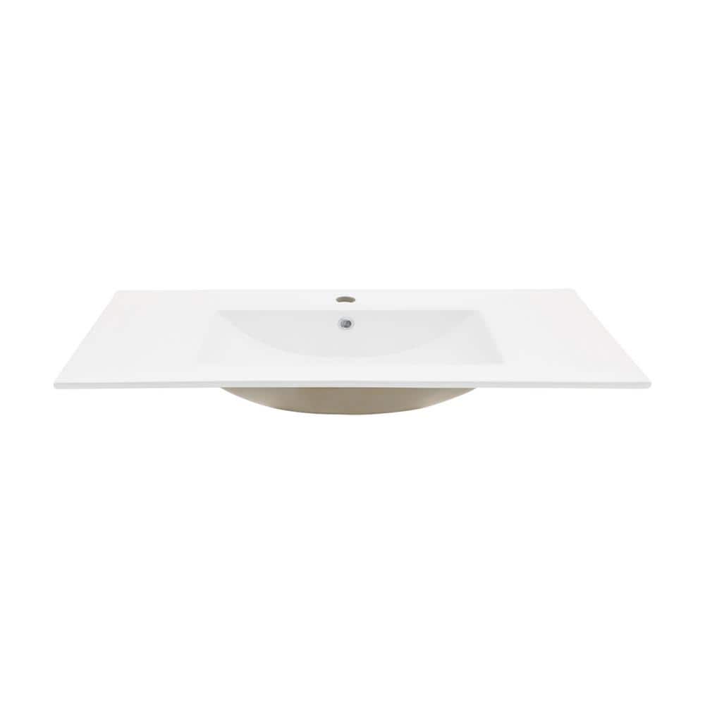 24x18" White Ceramic Rectangular Vanity Top with Single Sink