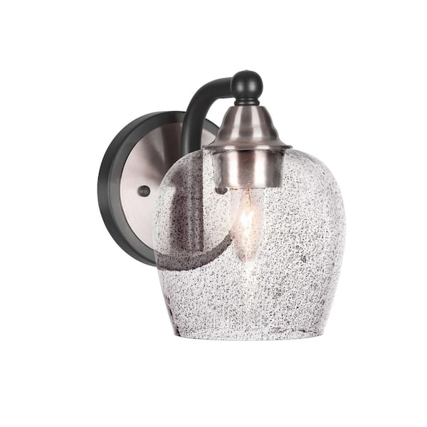 Unbranded Madison 6 in. 1-Light Matte Black and Brushed Nickel Wall Sconce with Standard Shade