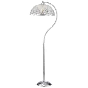 Ehla 60 in. 1-Light Chrome Indoor Tiffany Floor Lamp with Light Kit