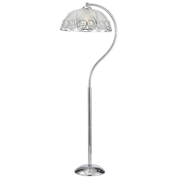 Warehouse of Tiffany Ehla 60 in. 1-Light Chrome Indoor Tiffany Floor Lamp with Light Kit