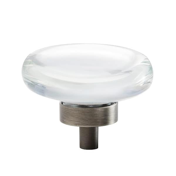 Amerock Glacio 1-3/4 in. (44mm) Modern Clear/Gunmetal Round Cabinet Knob