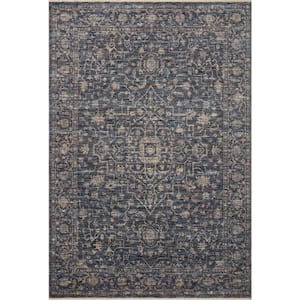 Sorrento Midnight/Natural 5 ft. 3 in.  x 7 ft. 6 in. Oriental Fringe Area Rug
