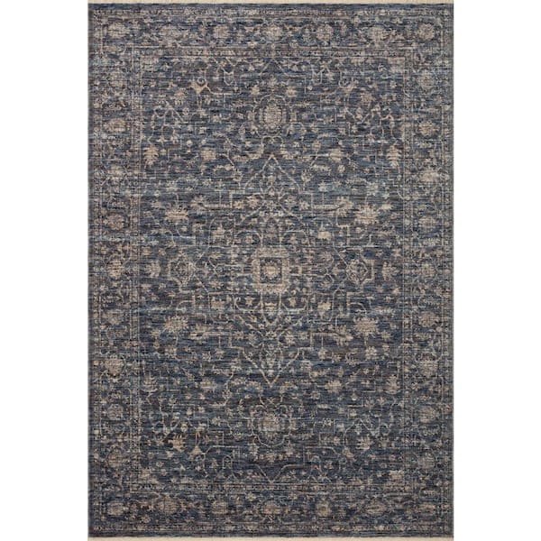 LOLOI II Sorrento Midnight/Natural 5 ft. 3 in.  x 7 ft. 6 in. Oriental Fringe Area Rug