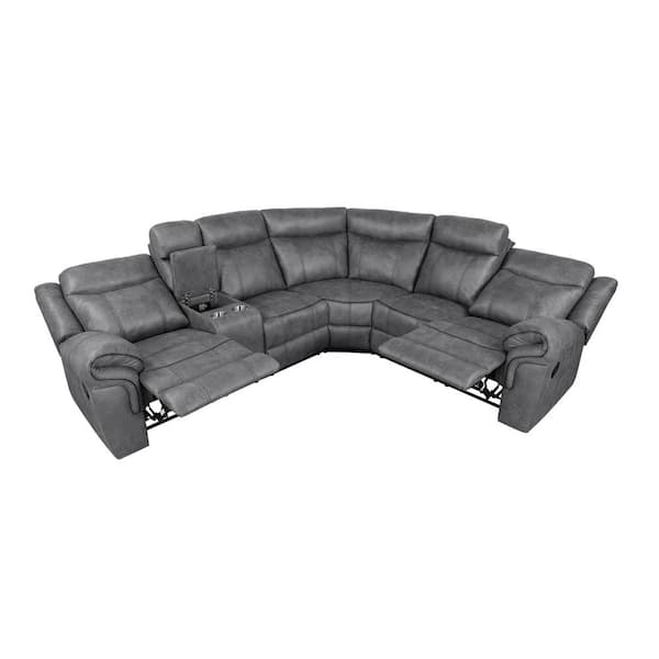 Claude Dual Power Headrest and Lumbar Support Reclining Sofa in Light Grey  Genuine Leather, 1 - Fred Meyer